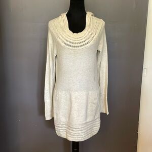 Armani Exchange cream hooded sweater dress w/pockets.